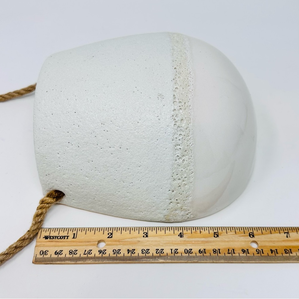 Minimalist Wall Pocket Planter Hanging Ceramic Stoneware White Cream Flat Back - Picture 9 of 12